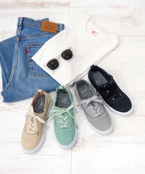 byあしながおじさん（バイアシナガオジサン）の「やわらかウォッシュドスニーカー/byあしながおじさん（スニーカー・レディース・ベージュ/ブラック/ライトグレー/ライトグリーン・L/LL/S/M）」の5枚目の写真