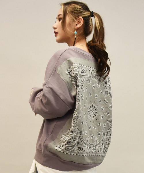 LEAD(リード)の「バンダナremakeBIG SWEAT(スウェット・レディース・ホワイト系その他/ホワイト系その他2/ホワイト系その他3/ライトアッシュグレー/ミント/ピンク系その他2/ピンク系その他3/イエロー系その他/イエロー系その他2/パープル系その他2/ブラック・FREE)」の8枚目の写真