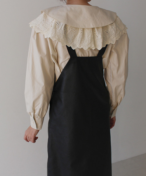 MODE ROBE（モードローブ）の「フェイクレザージャンパースカート（ジャンパースカート・レディース・アイボリー/ブラック・FREE）」の4枚目の写真