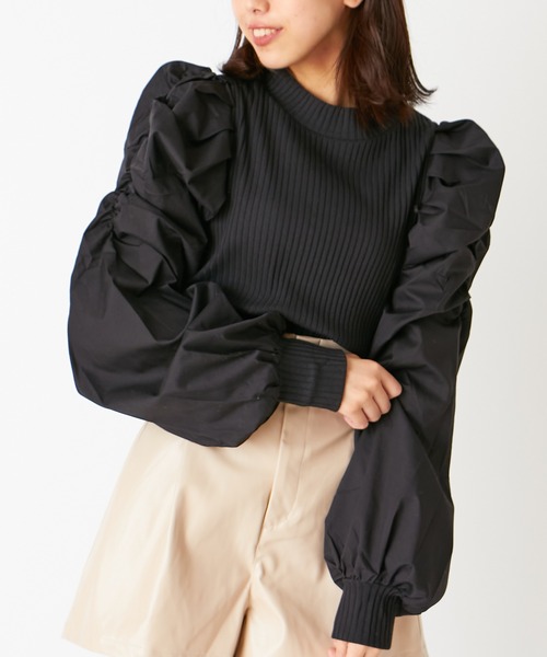 Chico（チコ）の「パワショルテレコトップス（Tシャツ/カットソー・レディース・アイボリー/ブラック・FREE）」の2枚目の写真