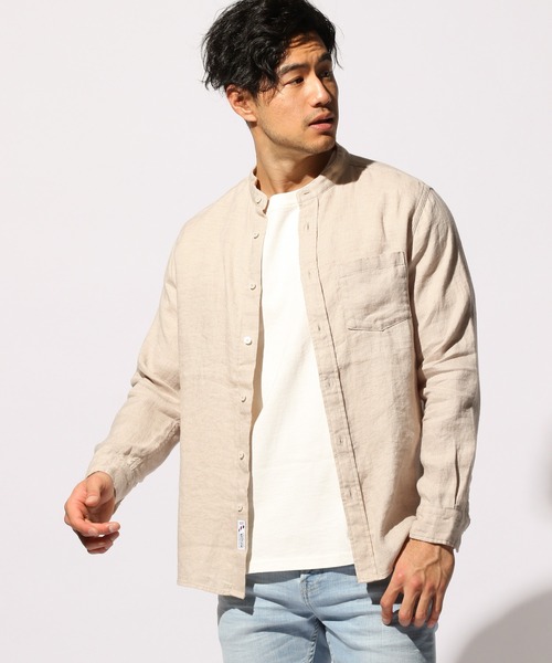 BAYFLOW(ベイフロー)の「WEB限定 バンドカラーリネンシャツ(シャツ/ブラウス・メンズ・ライトブルー/オフホワイト/ブルー/ライトブラウン・SMALL/MEDIUM/LARGE)」の20枚目の写真
