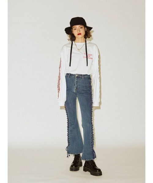 jouetie（ジュエティ）の「サイドレースアップフィットデニム（デニムパンツ・レディース・ブルー/ブラック・SMALL/MEDIUM）」の9枚目の写真