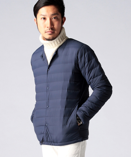 BEAMS（ビームス）の「◎BEAMS / ノーカラ ーインナーダウンジャケット（ダウンジャケット/コート・メンズ・グレー/ブラック/ネイビー・SMALL/MEDIUM/LARGE/X-LARGE）」の3枚目の写真