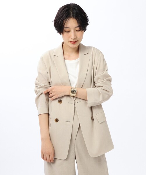 スーツジャケット 【洗える】テンダーリノSTセミダブルブレストジャケット