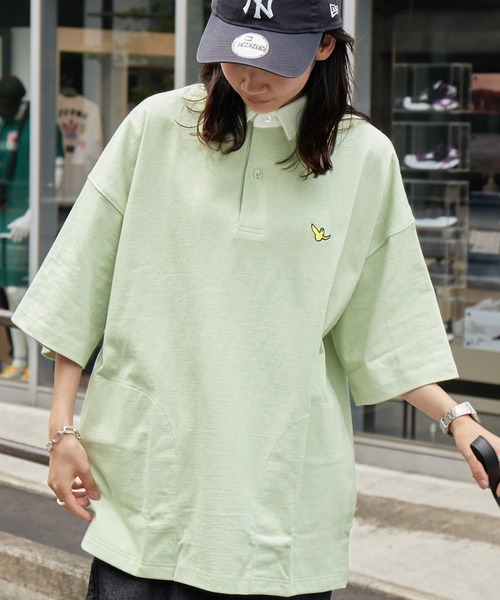Mark Gonzales（マーク・ゴンザレス）の「Mark Gonzales/マークゴンザレス MONO-MART別注 ロゴ刺繍 ビッグシルエット サイドポケット 半袖ラガーシャツ（ポロシャツ・メンズ・ライトグリーン/ライラック/グレー系その他/グレー系その他2/チャコールグレー/グリーン系その他/ブルー系その他2/ベージュ/ブルー系その他・L/M）」の5枚目の写真