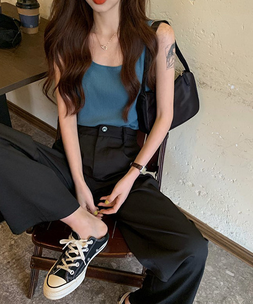 c.u.l（シーユーエル）の「【c.u.l:w】ハイウエストワイドパンツ culw44（スラックス・レディース・ブラック/パープル・M/L）」の3枚目の写真