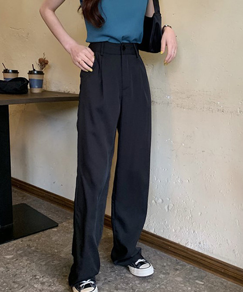 c.u.l（シーユーエル）の「【c.u.l:w】ハイウエストワイドパンツ culw44（スラックス・レディース・ブラック/パープル・M/L）」の5枚目の写真