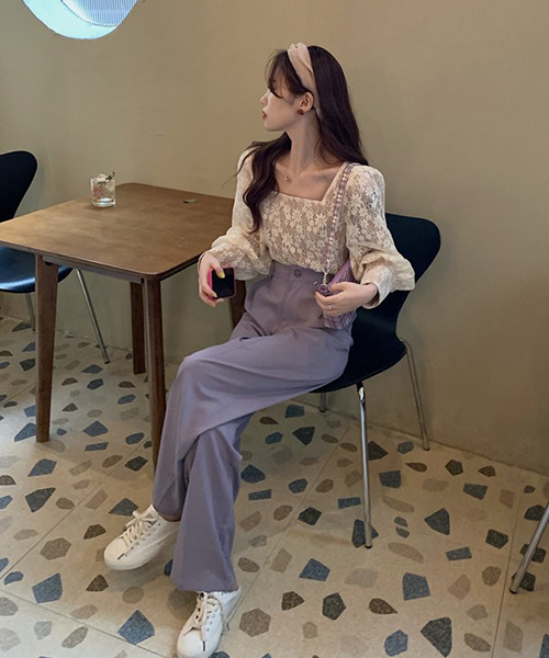 c.u.l（シーユーエル）の「【c.u.l:w】ハイウエストワイドパンツ culw44（スラックス・レディース・ブラック/パープル・M/L）」の12枚目の写真