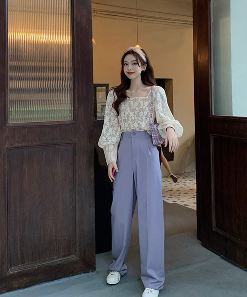 c.u.l（シーユーエル）の「【c.u.l:w】ハイウエストワイドパンツ culw44（スラックス・レディース・ブラック/パープル・M/L）」の13枚目の写真