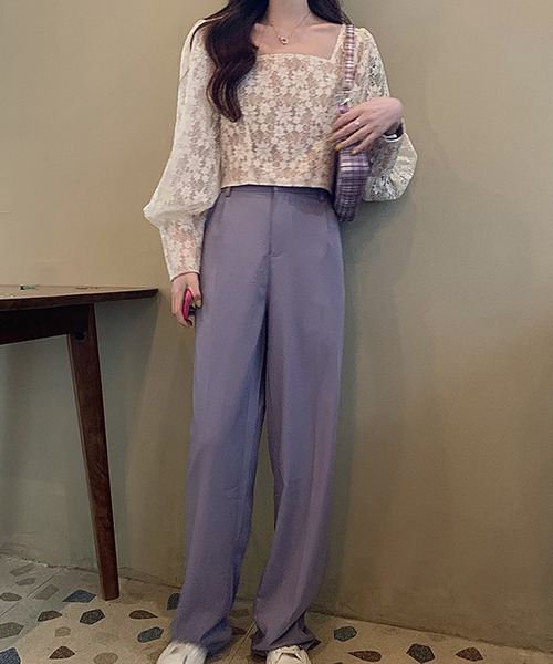 c.u.l（シーユーエル）の「【c.u.l:w】ハイウエストワイドパンツ culw44（スラックス・レディース・ブラック/パープル・M/L）」の14枚目の写真