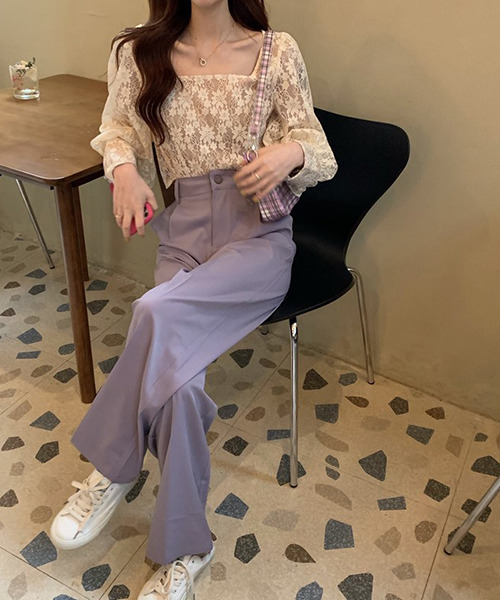 c.u.l（シーユーエル）の「【c.u.l:w】ハイウエストワイドパンツ culw44（スラックス・レディース・ブラック/パープル・M/L）」の15枚目の写真