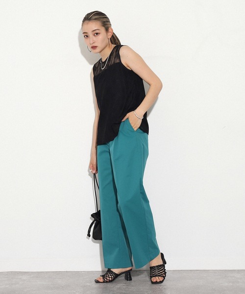 AULI（アウリィ）の「【低身長向けサイズ】ハイウエストカラーワイドパンツ（その他パンツ・レディース・イエロー/ブルー/ブルーグリーン・S/XS）」の11枚目の写真