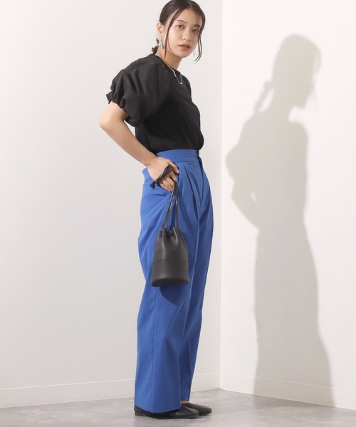 AULI（アウリィ）の「【低身長向けサイズ】ハイウエストカラーワイドパンツ（その他パンツ・レディース・イエロー/ブルー/ブルーグリーン・S/XS）」の15枚目の写真