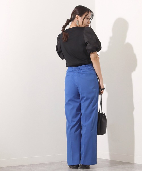 AULI（アウリィ）の「【低身長向けサイズ】ハイウエストカラーワイドパンツ（その他パンツ・レディース・イエロー/ブルー/ブルーグリーン・S/XS）」の16枚目の写真