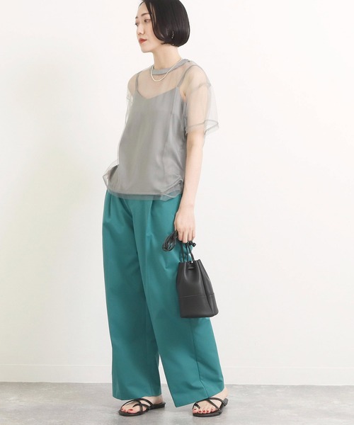 AULI（アウリィ）の「【低身長向けサイズ】ハイウエストカラーワイドパンツ（その他パンツ・レディース・イエロー/ブルー/ブルーグリーン・S/XS）」の22枚目の写真