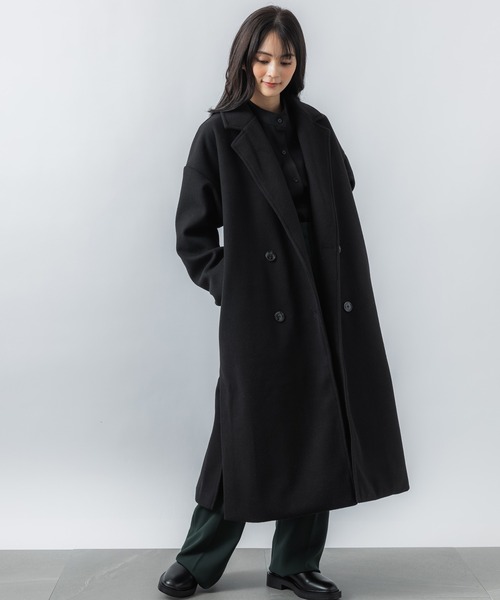 オーバーサイズ チェスターコート 黒 MAISON BREEZE】オーバーサイズチェスターコート（チェスターコート