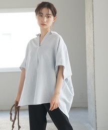 スキッパーリネンブレンドシャツ *