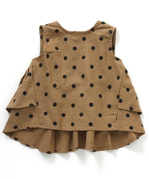 BREEZE（ブリーズ）の「ドット後ろフリルチュニック（チュニック・キッズ・ブラウン/オフホワイト・90/100/110/120/80/130/140）」の2枚目の写真