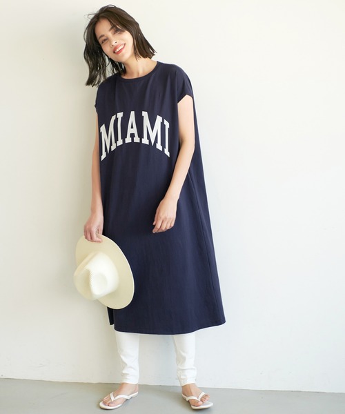 coca(coca)(コカ)の「カレッジアソートプリントワンピース(ワンピース・レディース・ホワイト/ブラック/ネイビー/グレー・M/L)」の4枚目の写真