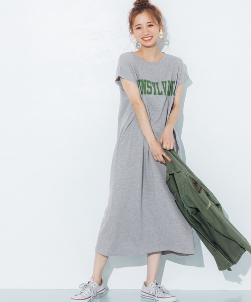 coca(coca)(コカ)の「カレッジアソートプリントワンピース(ワンピース・レディース・ホワイト/ブラック/ネイビー/グレー・M/L)」の3枚目の写真