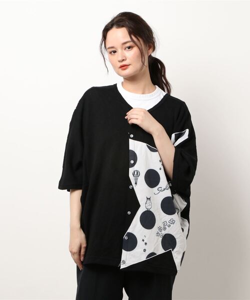 ScoLar（スカラー）の「星柄2WAYスカラージャガードカーディガン（カーディガン/ボレロ・レディース・オフホワイト/ベージュ/ブラック・M）」の14枚目の写真