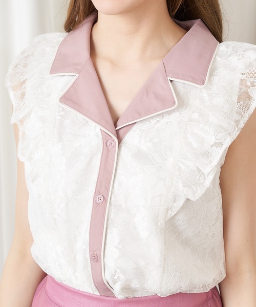 MIIA（ミーア）の「配色レースブラウス（シャツ/ブラウス・レディース・ブラック/オフホワイト/ブルー・FREE）」の8枚目の写真