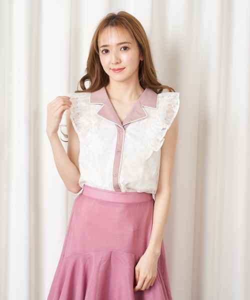 MIIA（ミーア）の「配色レースブラウス（シャツ/ブラウス・レディース・ブラック/オフホワイト/ブルー・FREE）」の14枚目の写真