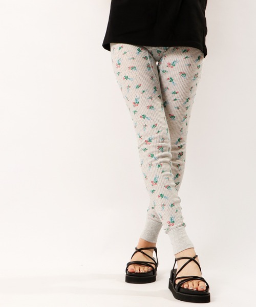 JEMORGAN(ジェーイーモーガン)の「JEMORGAN ワッフルブーケ柄レギンス(パック入)(レギンス/スパッツ・レディース・ホワイト/杢グレー・FREE)」の2枚目の写真