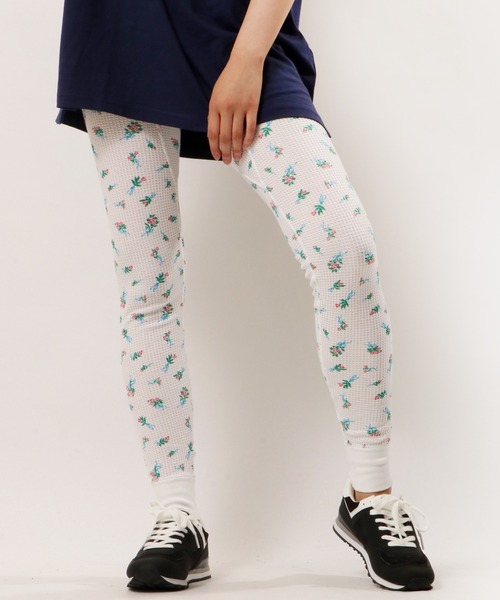 JEMORGAN(ジェーイーモーガン)の「JEMORGAN ワッフルブーケ柄レギンス(パック入)(レギンス/スパッツ・レディース・ホワイト/杢グレー・FREE)」の6枚目の写真