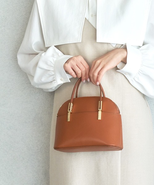 ROPE' PICNIC（ロペピクニック）の「【軽量】レクタンメタルミニラウンドボストン＆ショルダーバッグ（ショルダーバッグ・レディース・ブラック/キャメル/ベージュ系その他/イエロー/レッド系その他2/ライトグリーン/ダークブラウン・FREE）」の6枚目の写真