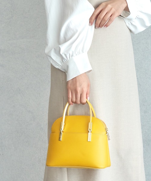 ROPE' PICNIC（ロペピクニック）の「【軽量】レクタンメタルミニラウンドボストン＆ショルダーバッグ（ショルダーバッグ・レディース・ブラック/キャメル/ベージュ系その他/イエロー/レッド系その他2/ライトグリーン/ダークブラウン・FREE）」の5枚目の写真