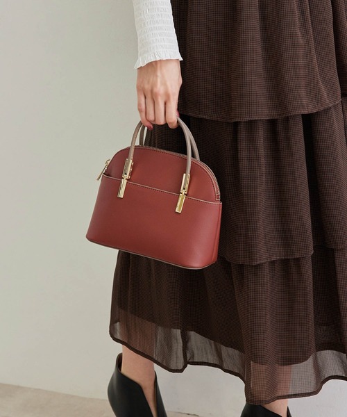 ROPE' PICNIC（ロペピクニック）の「【軽量】レクタンメタルミニラウンドボストン＆ショルダーバッグ（ショルダーバッグ・レディース・ブラック/キャメル/ベージュ系その他/イエロー/レッド系その他2/ライトグリーン/ダークブラウン・FREE）」の7枚目の写真