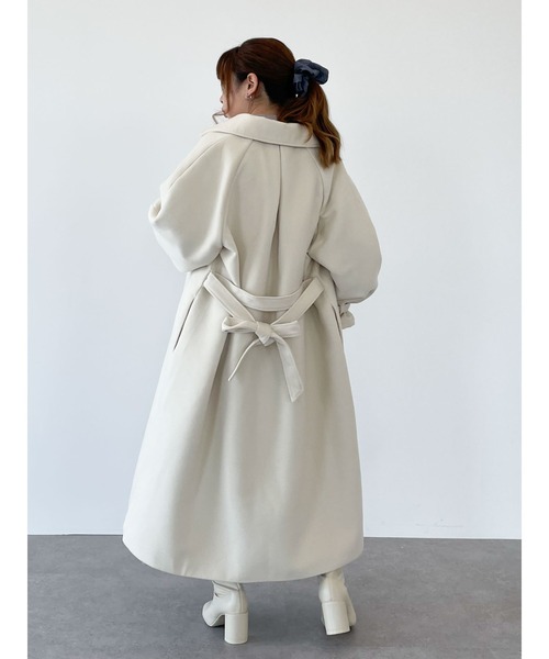 SLURR（スラ―）の「【大きいサイズ】4wayステンカラーコート（ステンカラーコート・レディース・アイボリー/チョコ・L）」の4枚目の写真