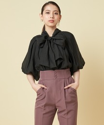 シュースリーブリボンブラウス