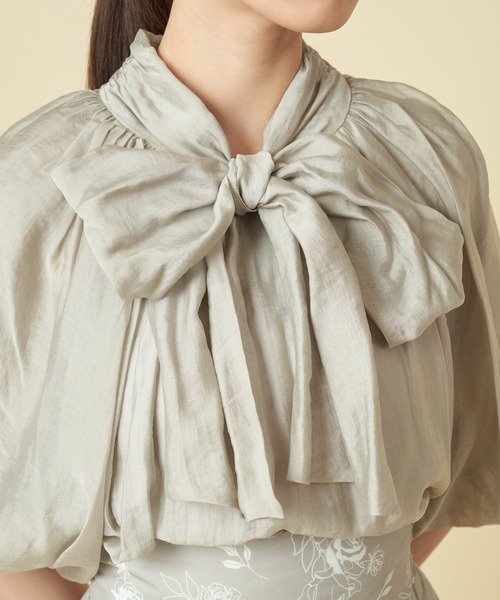 ROYAL PARTY（ロイヤルパーティー）の「シュースリーブリボンブラウス（シャツ/ブラウス・レディース・ブラック/グレー/ピンク・FREE）」の9枚目の写真