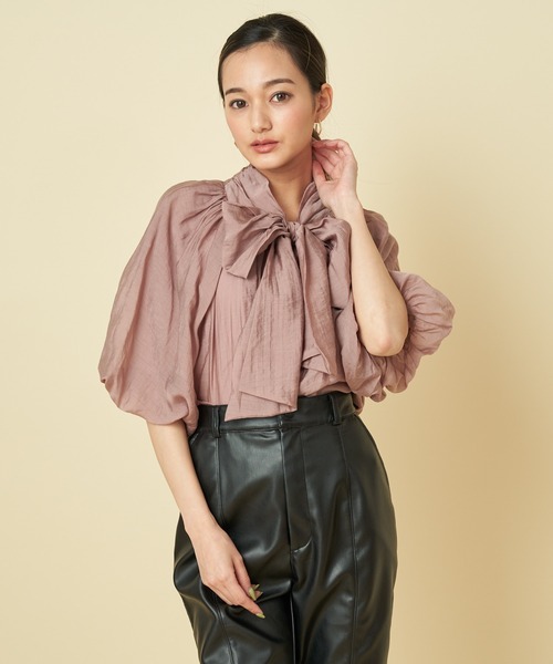 ROYAL PARTY（ロイヤルパーティー）の「シュースリーブリボンブラウス（シャツ/ブラウス・レディース・ブラック/グレー/ピンク・FREE）」の5枚目の写真