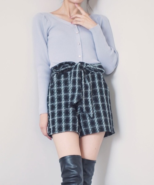 MIIA（ミーア）の「キラキラツィードショートパンツ（その他パンツ・レディース・ブラック/パープル/オフホワイト・FREE）」の3枚目の写真