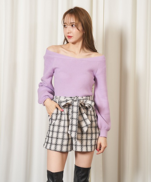 MIIA（ミーア）の「キラキラツィードショートパンツ（その他パンツ・レディース・ブラック/パープル/オフホワイト・FREE）」の8枚目の写真