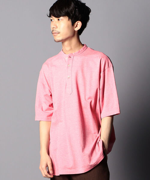 NOLLEY'S goodman(ノーリーズグッドマン)の「カノコ バンドカラー ビッグシルエット シャツ(Tシャツ/カットソー・メンズ・ピンク/インディゴブルー/グリーン・MEDIUM/LARGE/X-LARGE/SMALL)」の1枚目の写真