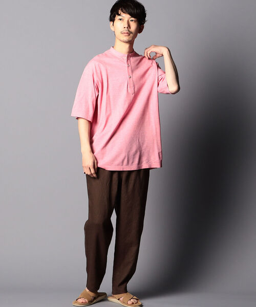 NOLLEY'S goodman(ノーリーズグッドマン)の「カノコ バンドカラー ビッグシルエット シャツ(Tシャツ/カットソー・メンズ・ピンク/インディゴブルー/グリーン・MEDIUM/LARGE/X-LARGE/SMALL)」の13枚目の写真