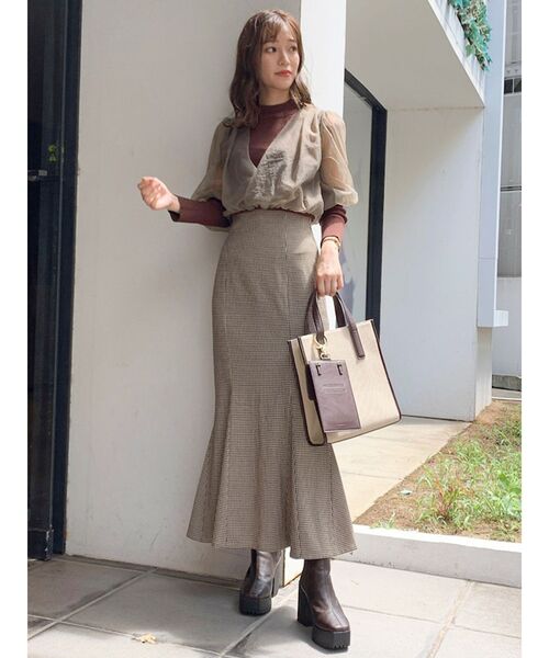 dazzlin（ダズリン）の「ハイウエストアソートナロースカートⅡ（スカート・レディース・ブラック/ベージュ/ブラウン/ダークブラウン/ピンク・SMALL/MEDIUM/LARGE）」の9枚目の写真