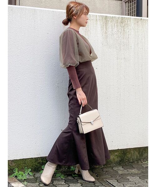 dazzlin（ダズリン）の「ハイウエストアソートナロースカートⅡ（スカート・レディース・ブラック/ベージュ/ブラウン/ダークブラウン/ピンク・SMALL/MEDIUM/LARGE）」の12枚目の写真