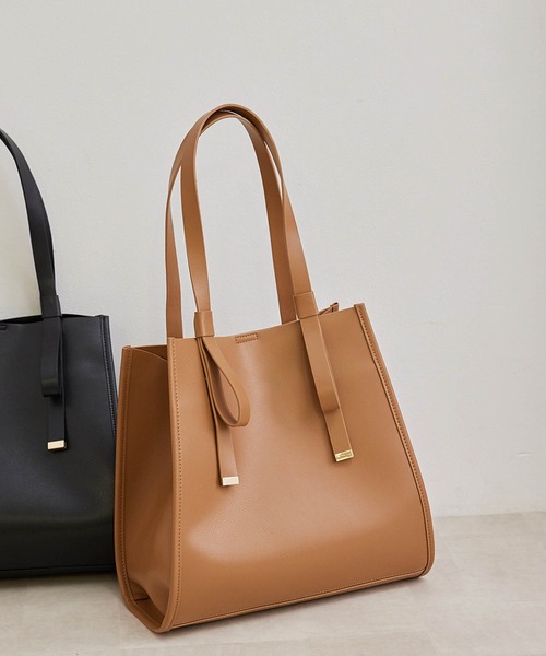 ROPE' PICNIC（ロペピクニック）の「【軽量】フラットリボンハンドルA4トートバッグ（トートバッグ・レディース・ブラック/キャメル/ピンク系その他2・FREE）」の2枚目の写真