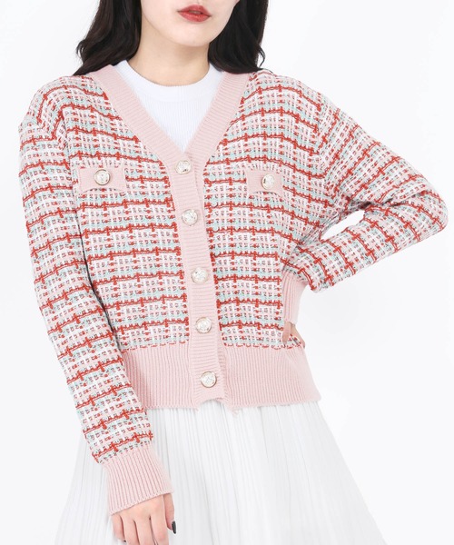 WC(ダブル シー)の「カラフルツイードカーディガン(カーディガン/ボレロ・レディース・ブラック/パープル/ピンク・FREE)」の3枚目の写真