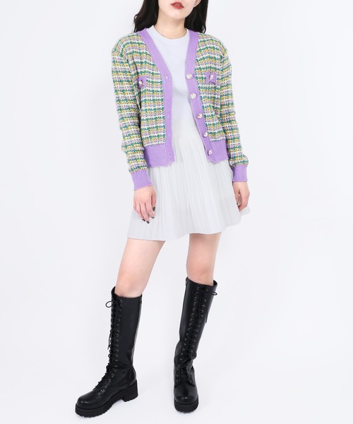 WC(ダブル シー)の「カラフルツイードカーディガン(カーディガン/ボレロ・レディース・ブラック/パープル/ピンク・FREE)」の14枚目の写真