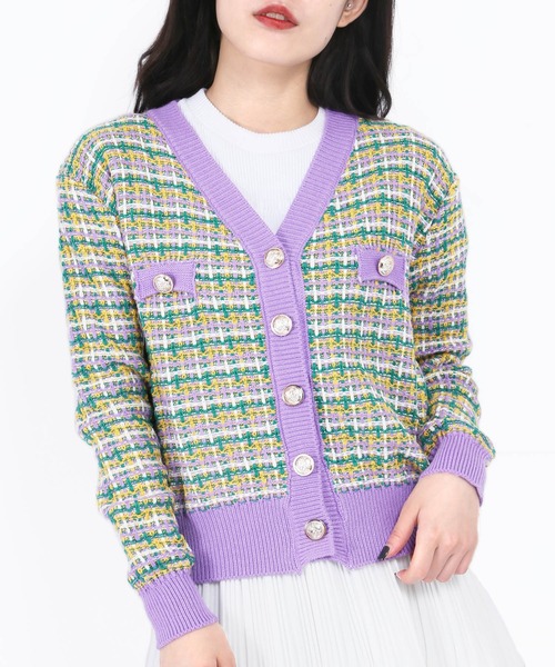 WC(ダブル シー)の「カラフルツイードカーディガン(カーディガン/ボレロ・レディース・ブラック/パープル/ピンク・FREE)」の16枚目の写真