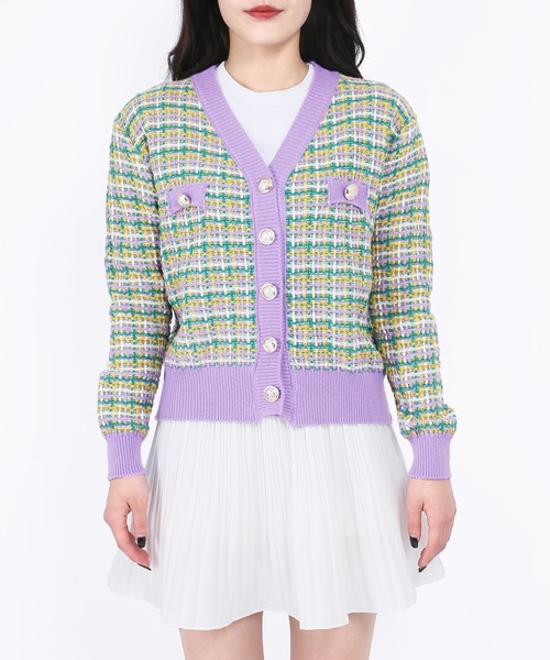 WC(ダブル シー)の「カラフルツイードカーディガン(カーディガン/ボレロ・レディース・ブラック/パープル/ピンク・FREE)」の17枚目の写真