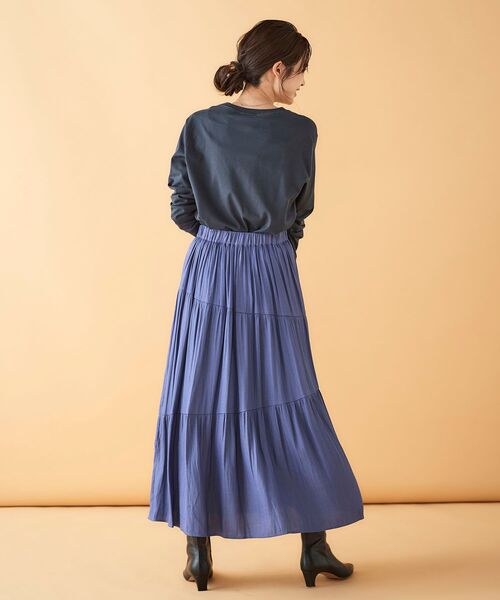 le.coeur blanc(ルクールブラン)の「カッセンシャンブレーティアードスカート(スカート・レディース・ベージュ/ブルー/ダークグレー・38)」の9枚目の写真