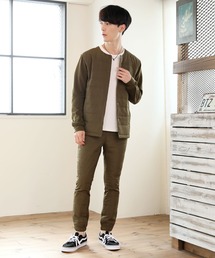 TopIsm（トップイズム）の「ノーカラーダウンブルゾン＆ダウンスキニーパンツ セットアップ（ダウンジャケット/コート）」