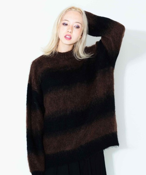 Candy Stripper（キャンディストリッパー）の「FLUFFY BORDER ニット（ニット/セーター・レディース・ラベンダー/ライトブルー/ブラウン・2）」の8枚目の写真